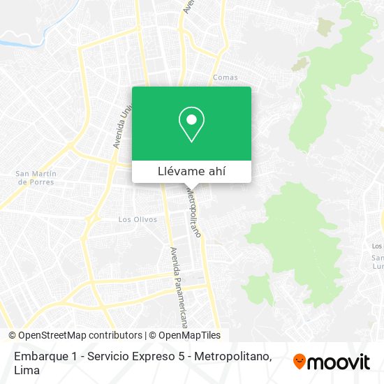 Mapa de Embarque 1 - Servicio Expreso 5 - Metropolitano