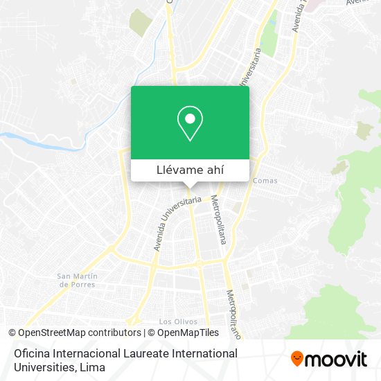 Mapa de Oficina Internacional Laureate International Universities
