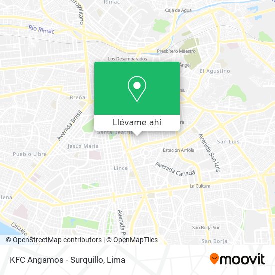 Mapa de KFC Angamos - Surquillo
