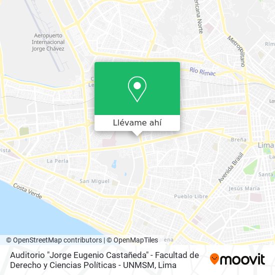 Mapa de Auditorio "Jorge Eugenio Castañeda" - Facultad de Derecho y Ciencias Políticas - UNMSM
