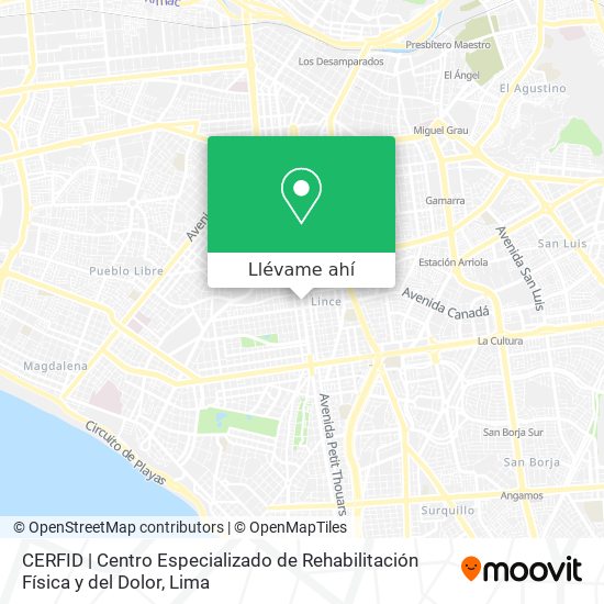 Mapa de CERFID | Centro Especializado de Rehabilitación Física y del Dolor