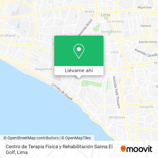 Mapa de Centro de Terapia Fisica y Rehabilitación Sanna El Golf