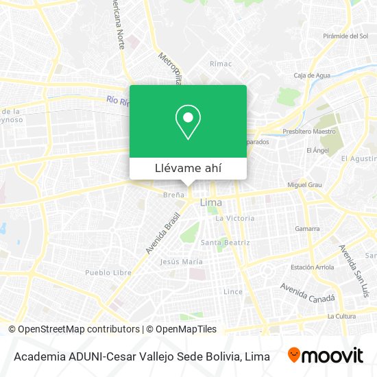 Mapa de Academia ADUNI-Cesar Vallejo Sede Bolivia