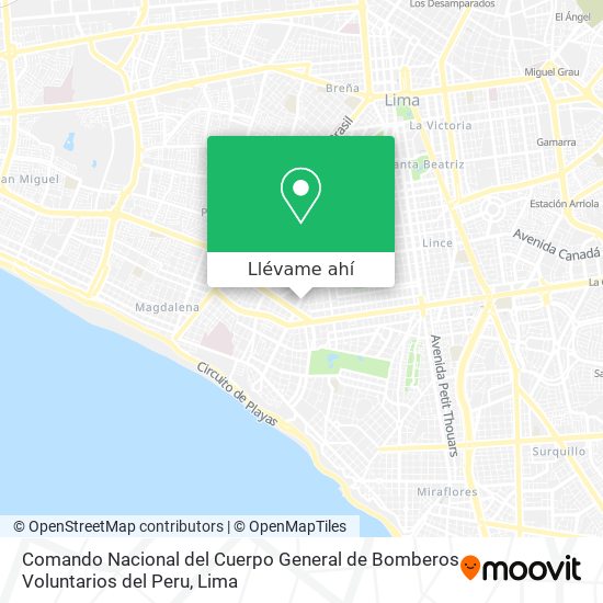 Mapa de Comando Nacional del Cuerpo General de Bomberos Voluntarios del Peru