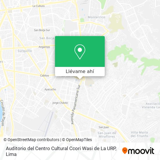 Mapa de Auditorio del Centro Cultural Ccori Wasi de La URP