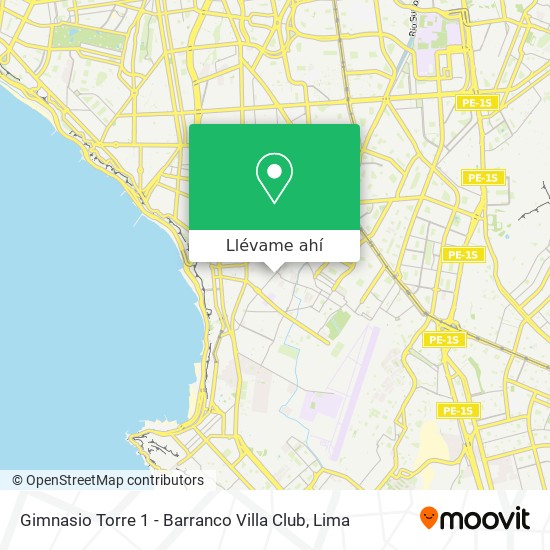 Mapa de Gimnasio Torre 1 - Barranco Villa Club
