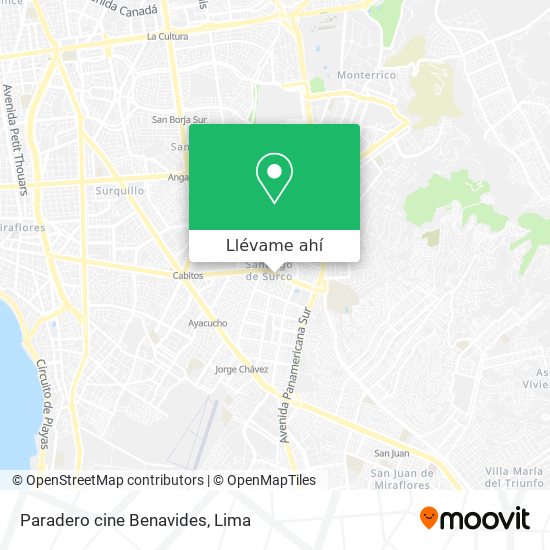 Mapa de Paradero cine Benavides