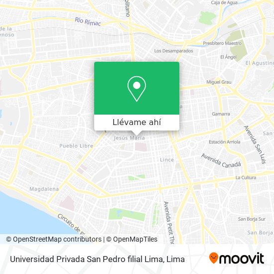 Mapa de Universidad Privada San Pedro filial Lima