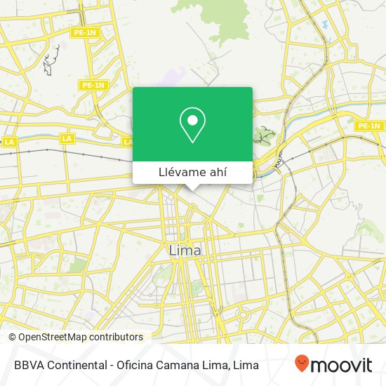 Mapa de BBVA Continental - Oficina Camana Lima
