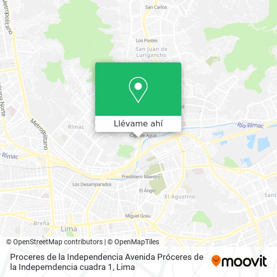 Mapa de Proceres de la Independencia Avenida Próceres de la Indepemdencia cuadra 1