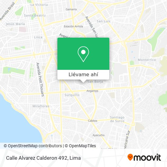 Mapa de Calle Alvarez Calderon 492