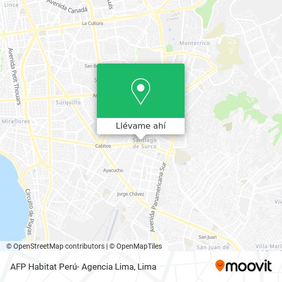 Mapa de AFP Habitat  Perú- Agencia Lima