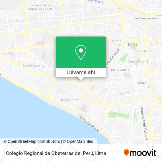Mapa de Colegio Regional de Obstetras del Perú
