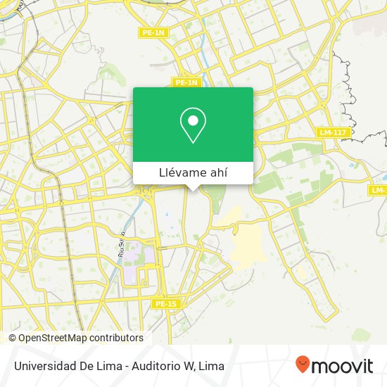 Mapa de Universidad De Lima - Auditorio W