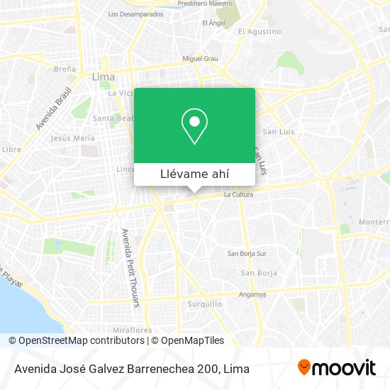 Mapa de Avenida José Galvez Barrenechea 200