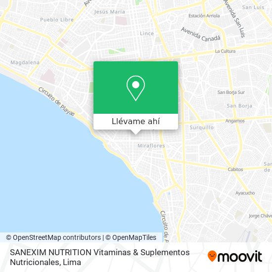 Mapa de SANEXIM NUTRITION Vitaminas & Suplementos Nutricionales
