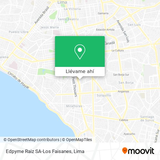 Mapa de Edpyme Raiz SA-Los Faisanes