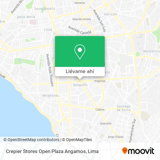 Mapa de Crepier Stores Open Plaza Angamos