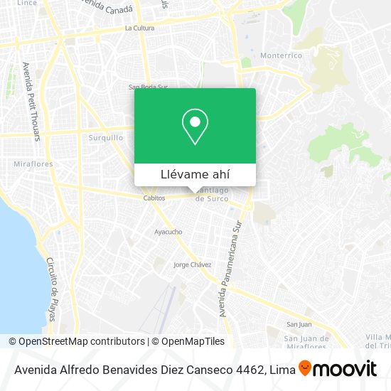 Mapa de Avenida Alfredo Benavides Diez Canseco 4462