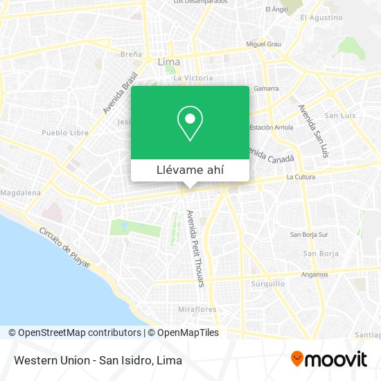 Mapa de Western Union - San Isidro