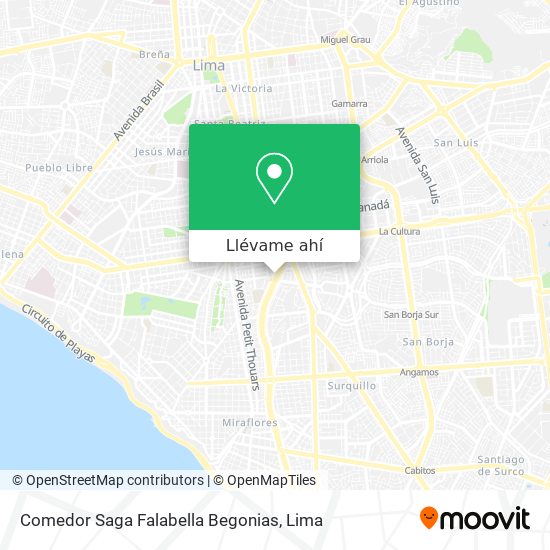 Mapa de Comedor Saga Falabella Begonias
