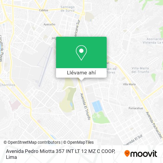 Mapa de Avenida Pedro Miotta 357 INT LT 12 MZ C COOP