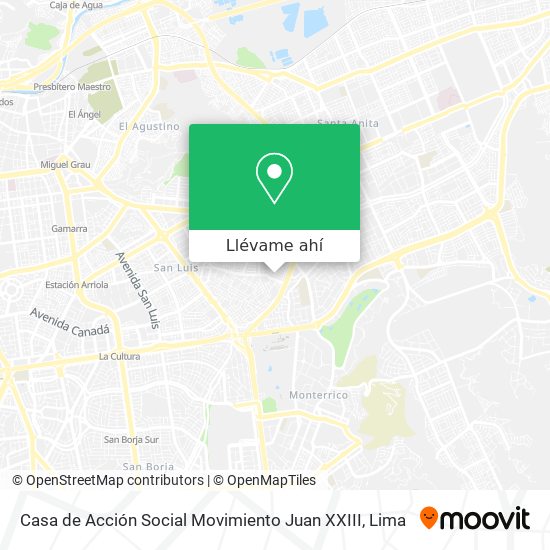 Mapa de Casa de Acción Social Movimiento Juan XXIII