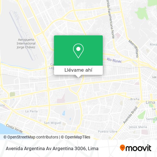 Mapa de Avenida Argentina Av Argentina 3006