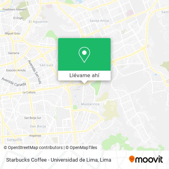 Mapa de Starbucks Coffee - Universidad de Lima