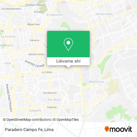 Mapa de Paradero Campo Fe