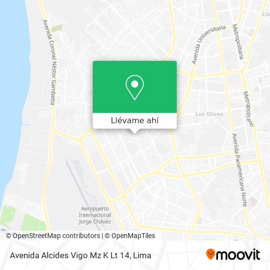Mapa de Avenida Alcides Vigo Mz K Lt 14