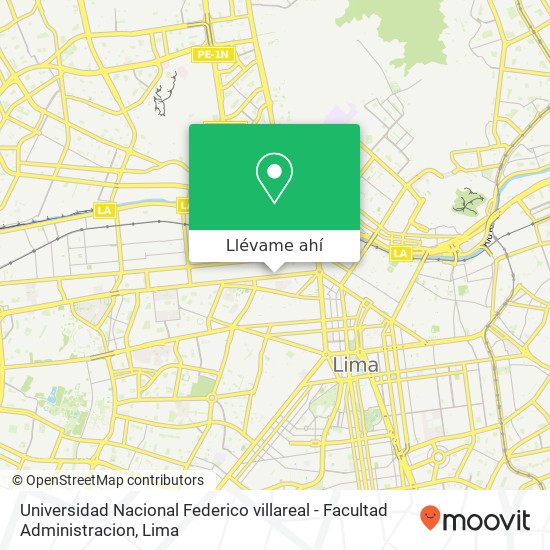 Mapa de Universidad Nacional Federico villareal - Facultad Administracion