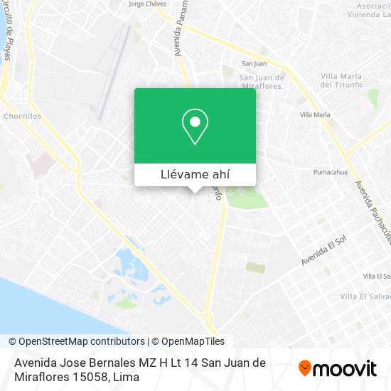 Mapa de Avenida Jose Bernales MZ H Lt 14 San Juan de Miraflores 15058