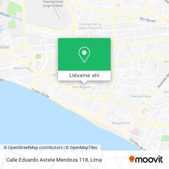Mapa de Calle Eduardo Astete Mendoza 118
