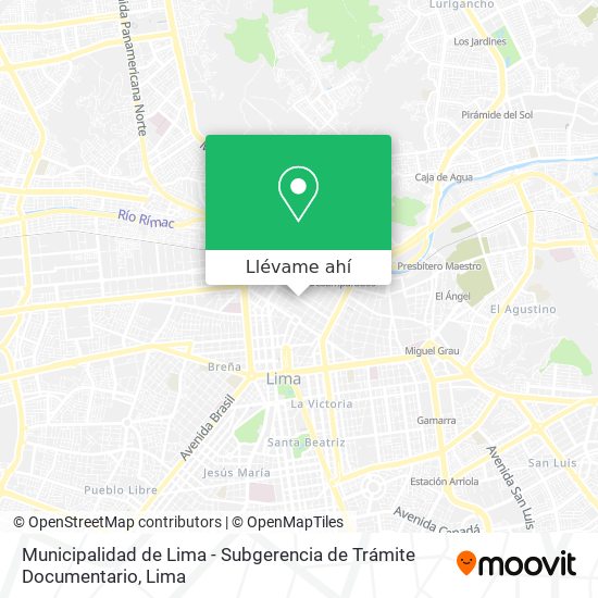 Mapa de Municipalidad de Lima - Subgerencia de Trámite Documentario