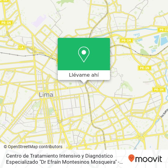 Mapa de Centro de Tratamiento Intensivo y Diagnóstico Especializado "Dr Efraín Montesinos Mosqueira" - HNDM