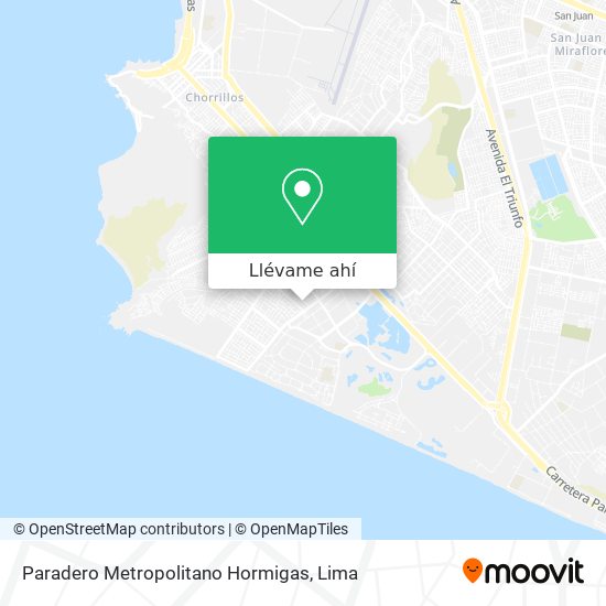 Mapa de Paradero Metropolitano Hormigas