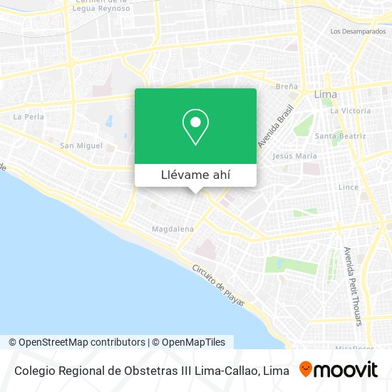 Mapa de Colegio Regional de Obstetras III Lima-Callao