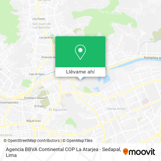 Mapa de Agencia BBVA Continental COP La Atarjea - Sedapal