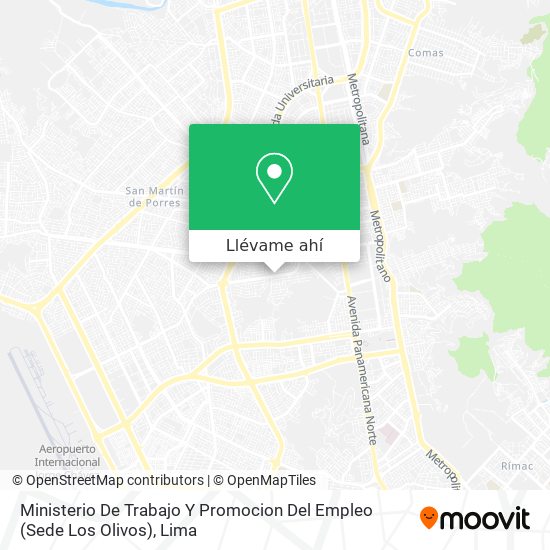Mapa de Ministerio De Trabajo Y Promocion Del Empleo (Sede Los Olivos)