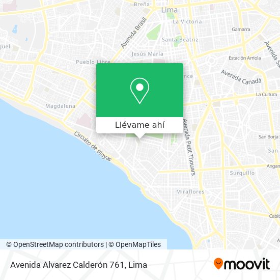 Mapa de Avenida Alvarez Calderón 761