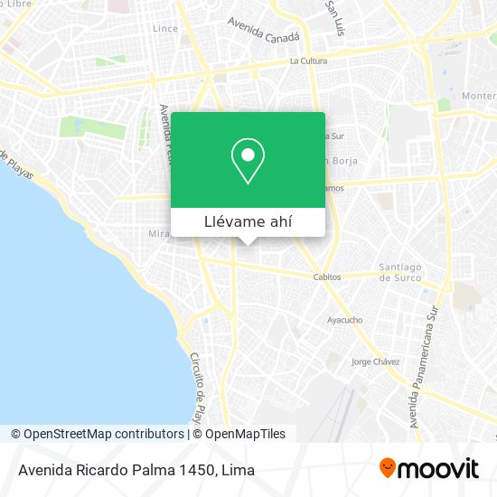 Mapa de Avenida Ricardo Palma 1450