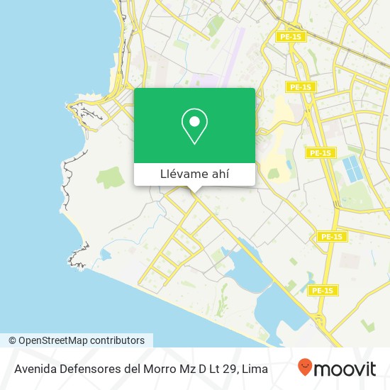 Mapa de Avenida Defensores del Morro Mz D Lt 29