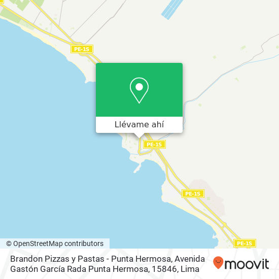 Mapa de Brandon Pizzas y Pastas - Punta Hermosa, Avenida Gastón García Rada Punta Hermosa, 15846