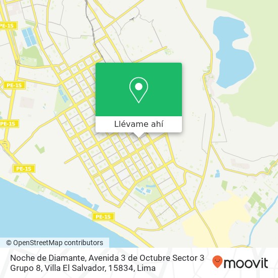 Mapa de Noche de Diamante, Avenida 3 de Octubre Sector 3 Grupo 8, Villa El Salvador, 15834