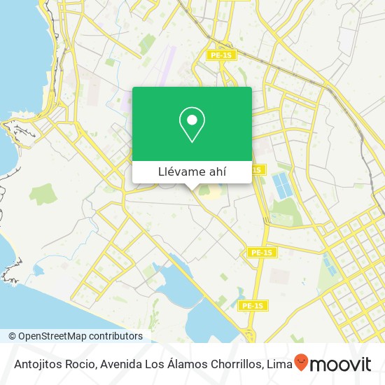 Mapa de Antojitos Rocio, Avenida Los Álamos Chorrillos