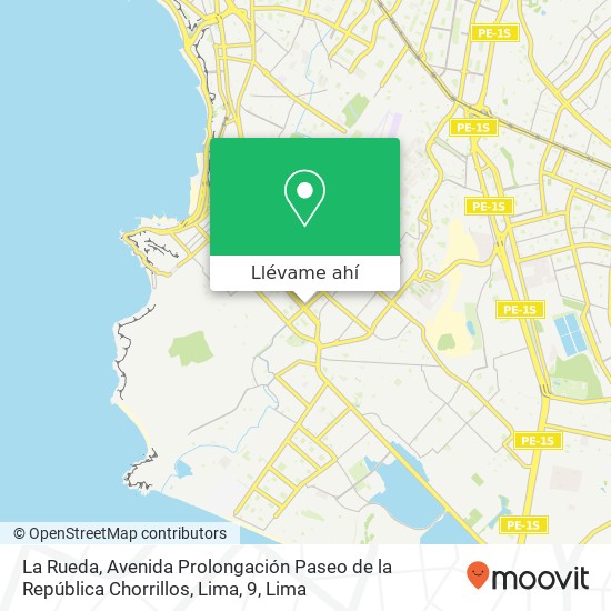 Mapa de La Rueda, Avenida Prolongación Paseo de la República Chorrillos, Lima, 9