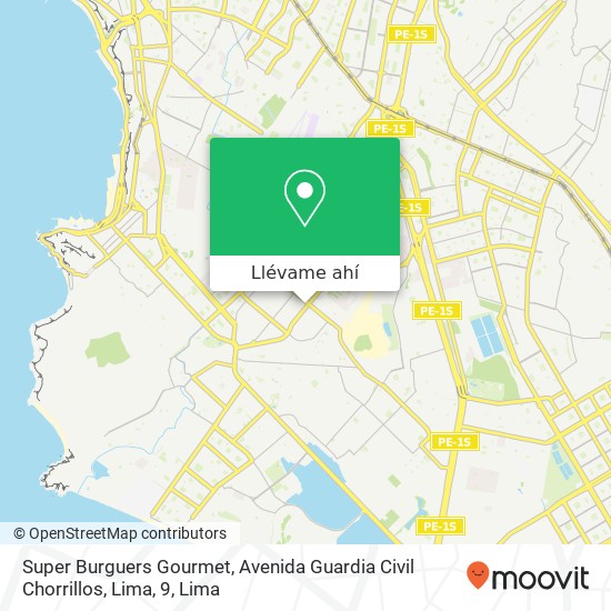 Mapa de Super Burguers Gourmet, Avenida Guardia Civil Chorrillos, Lima, 9