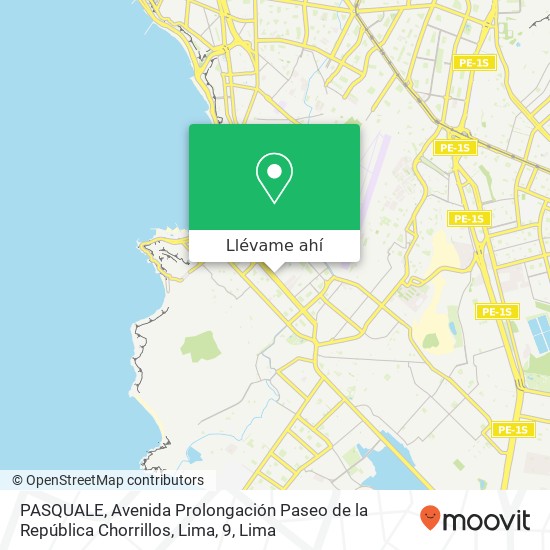 Mapa de PASQUALE, Avenida Prolongación Paseo de la República Chorrillos, Lima, 9