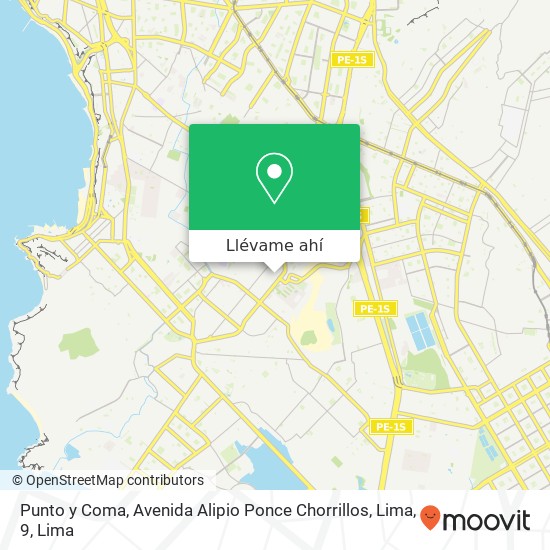 Mapa de Punto y Coma, Avenida Alipio Ponce Chorrillos, Lima, 9